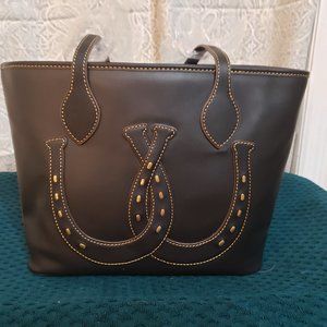 Dooney & Bourke Western Tote Equestrian Horse Shoe Horseshoe Leather BLACK NWT